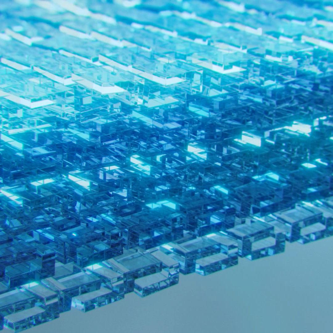 Ilustração gerada por computador de camadas de tratamento ultrafinas não comprimidas como nos tratamentos antirreflexo convencionais.