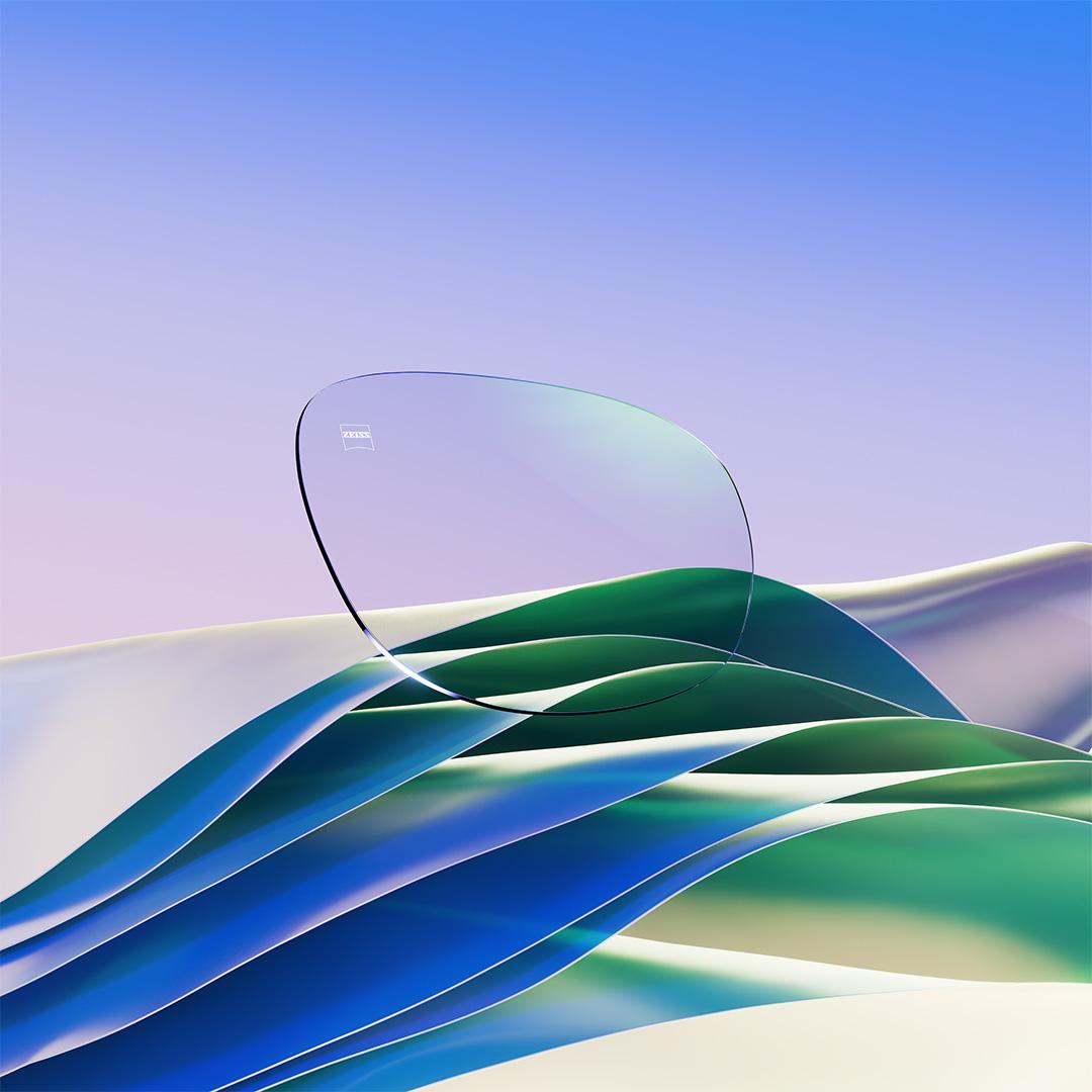 Imagem do ZEISS DuraVision Chrome UV com um reflexo esverdeado residual.