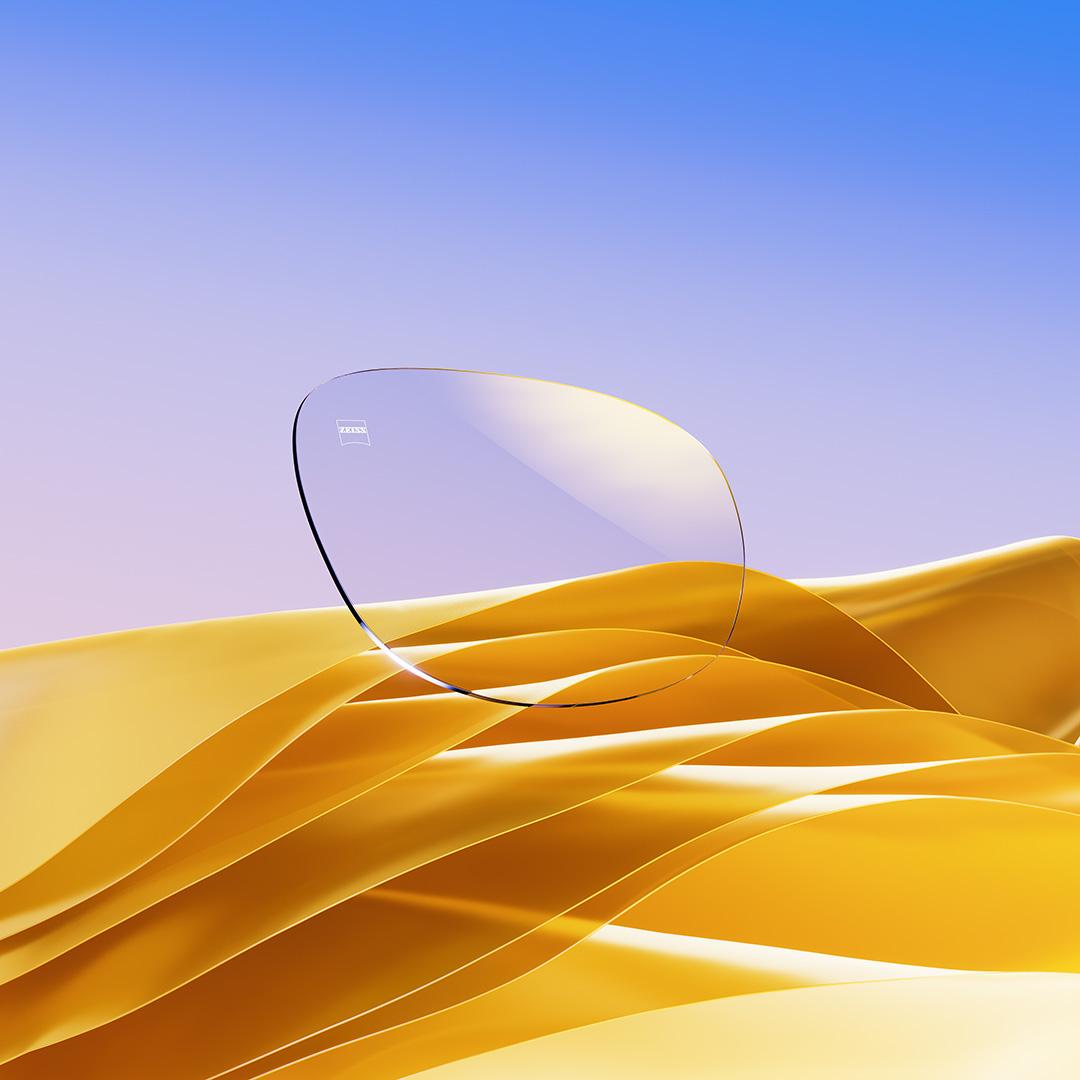 Imagem do ZEISS DuraVision Gold UV com um reflexo dourado residual.