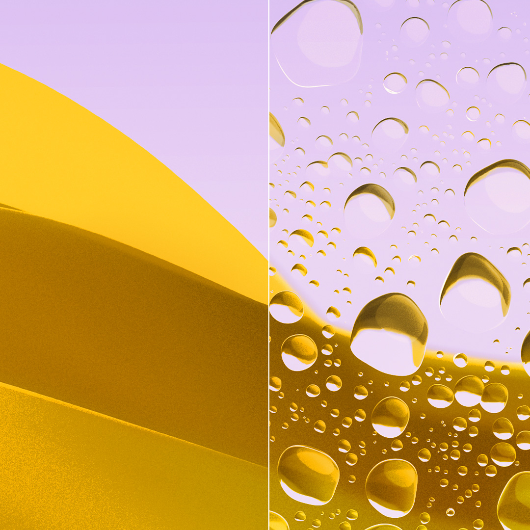 Imagem dividida de uma lente nítida e limpa com ZEISS DuraVision Gold UV e uma lente com gotas de água.