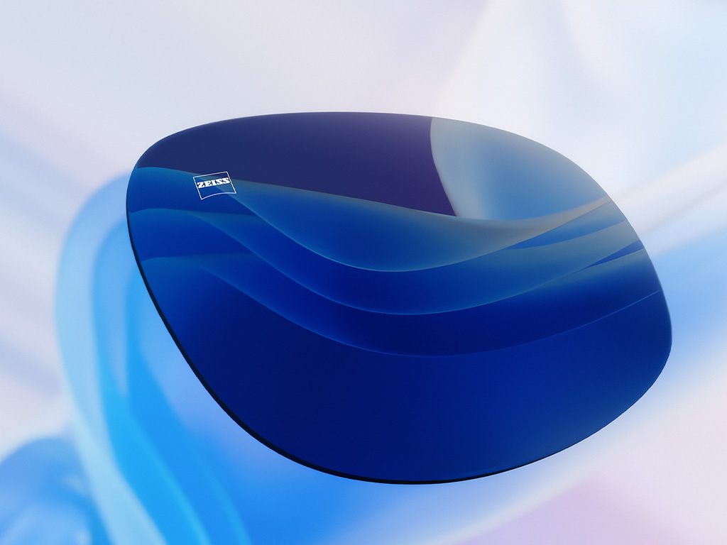 Ilustração 3D gerada por computador de uma lente colorida a destacar visão clara com contraste rico.