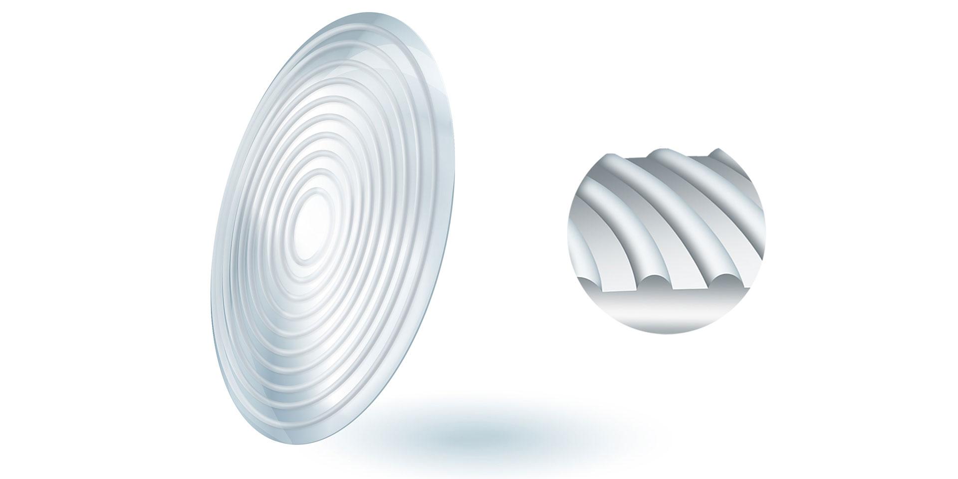 Uma lente ZEISS MyoCare com uma zona central e uma zona funcional