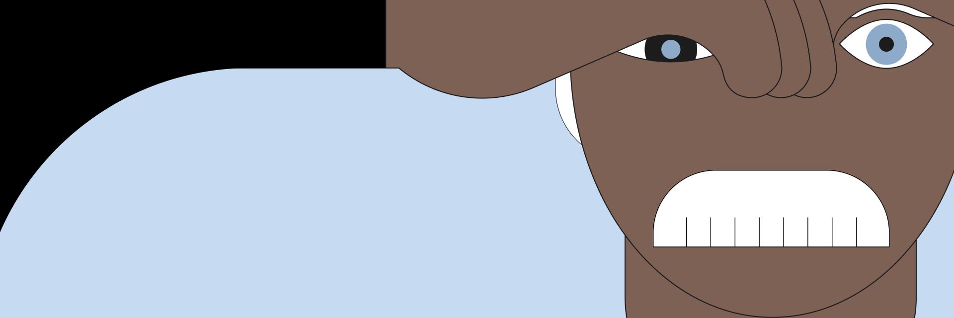 Ilustração de várias crianças e adolescentes com óculos de diferentes cores e formatos sobre um fundo preto. 