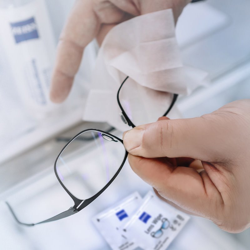 Soluções para limpeza de lentes 