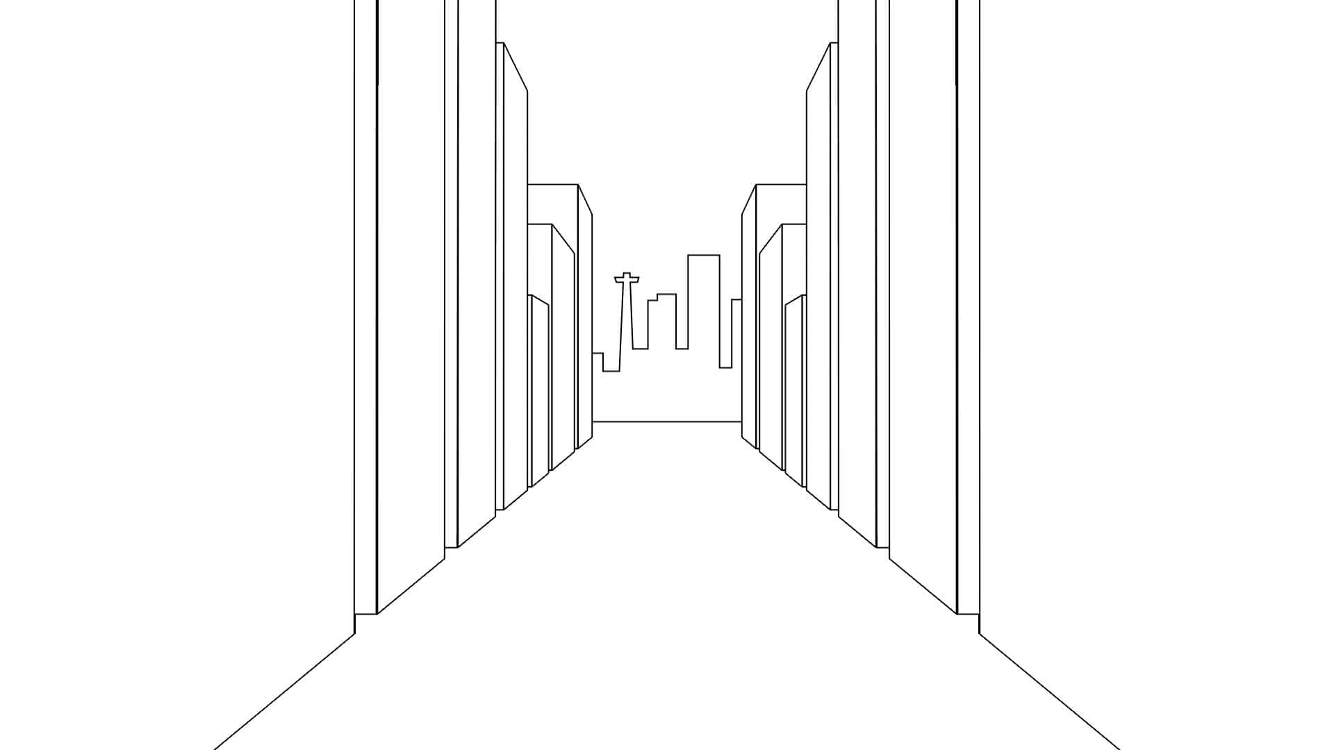 A perspetiva de uma pessoa a caminhar por uma cidade ilustrada com um smartphone em primeiro plano.