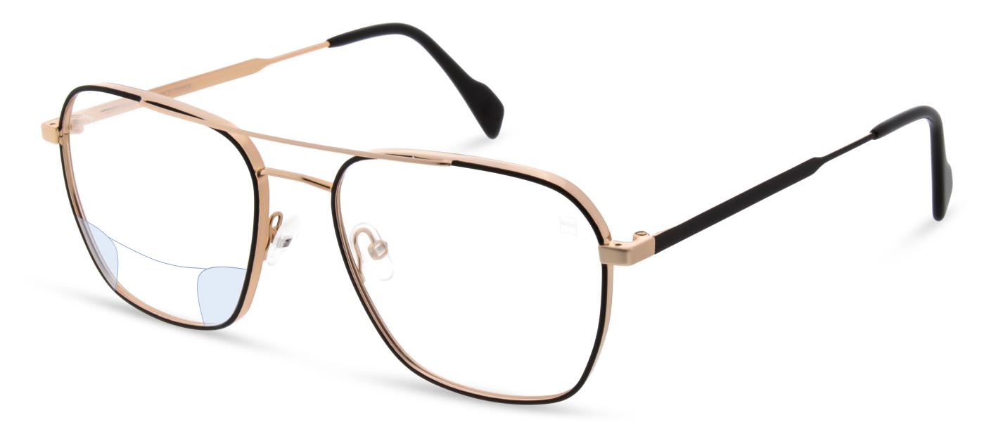 Óculos com lentes ZEISS SmartLife Digital a mostrar as zonas de visão.
